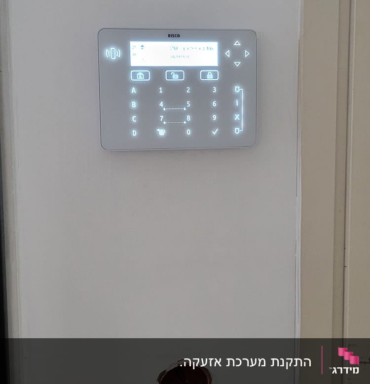 לוח מקשים דיגיטלי על קיר לבן